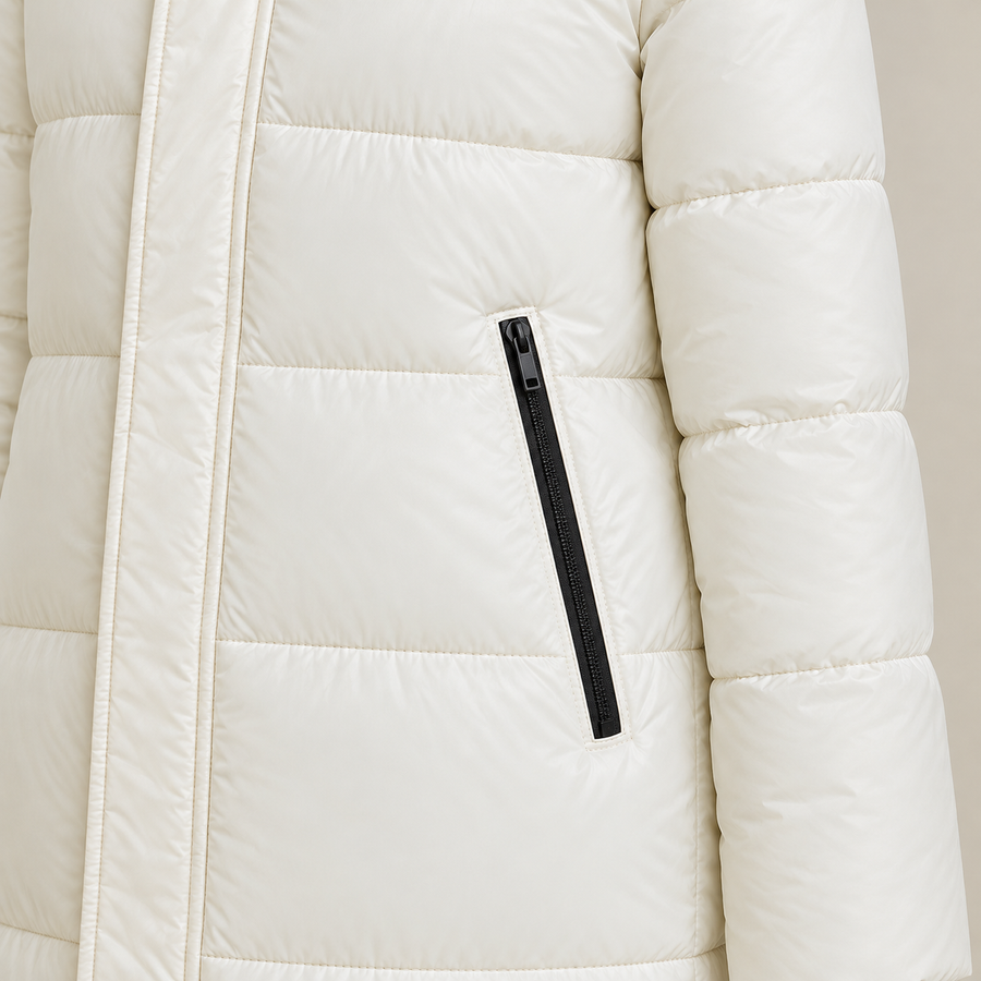Close-up presentation of the jacket's visible texture and construction