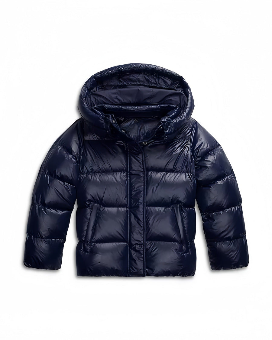 Weekender Hooded Puffer Jacket — Dark Blue