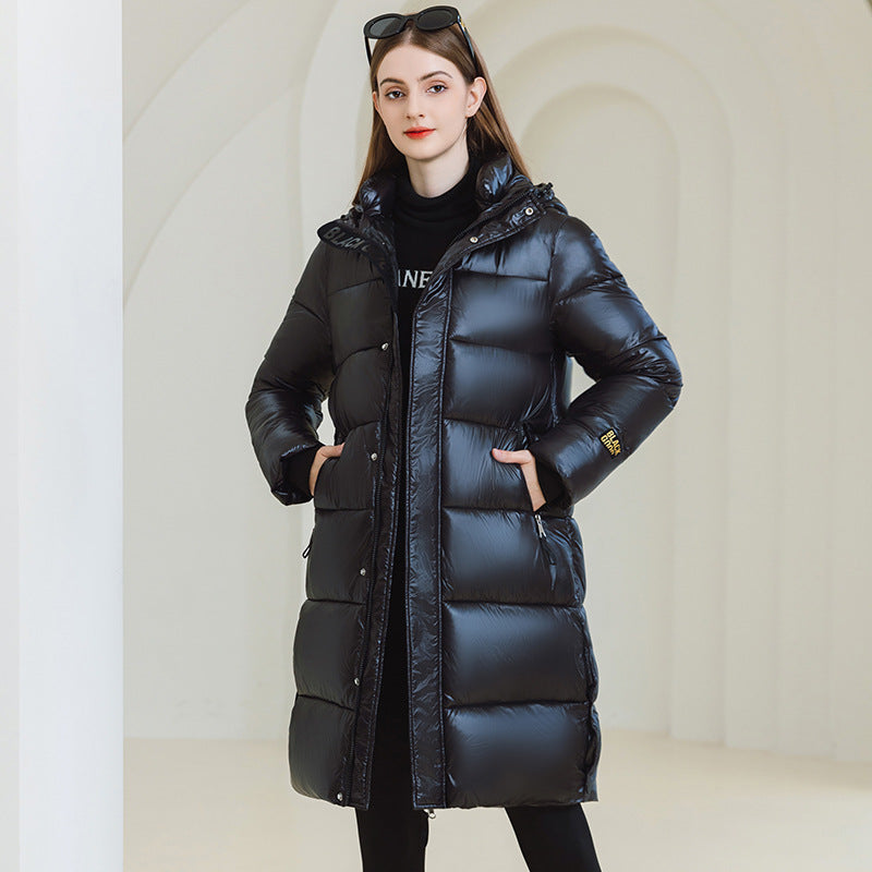 City Longline Hooded Puffer Coat — Black