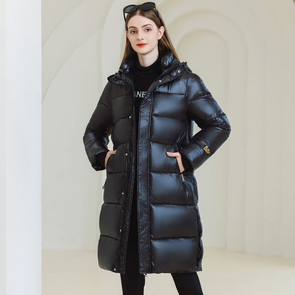 City Longline Hooded Puffer Coat — Black