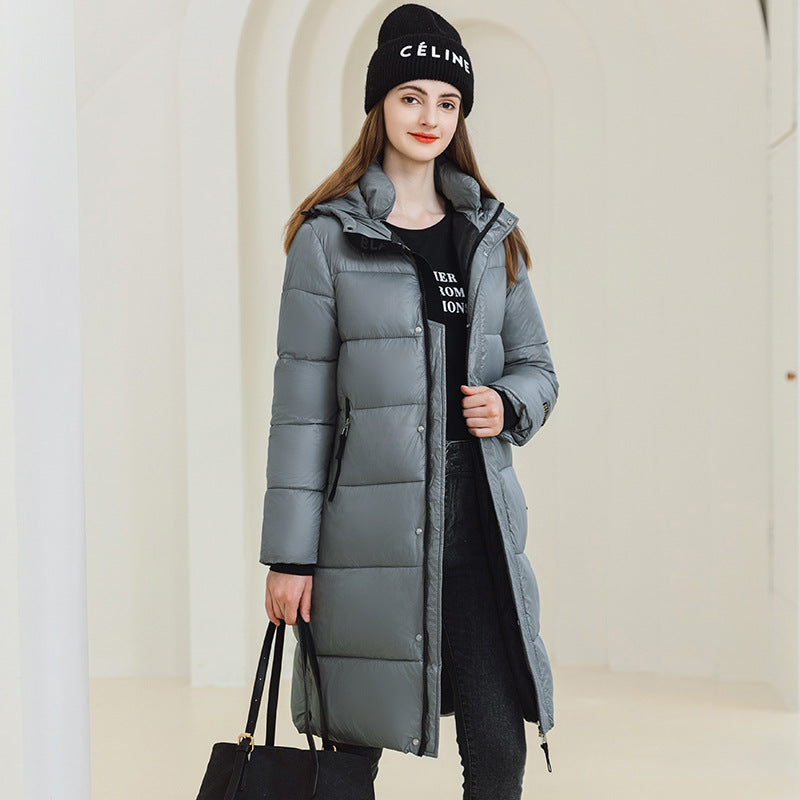 City Longline Hooded Puffer Coat — Grey