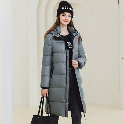 City Longline Hooded Puffer Coat — Grey