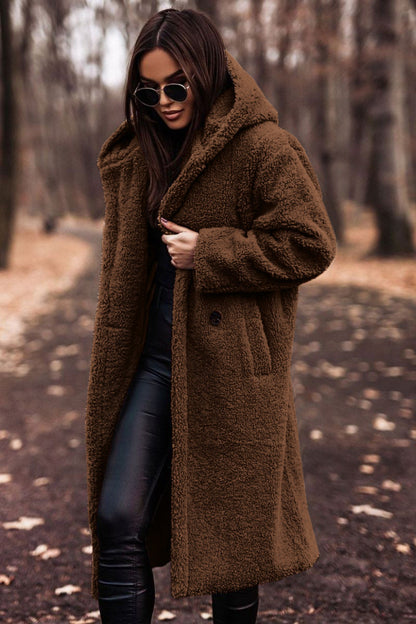 Cloud Longline Teddy Coat — Brown