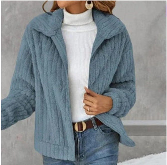 Cove Textured Fleece Jacket — Haze Blue