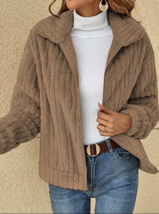Cove Textured Fleece Jacket — Khaki