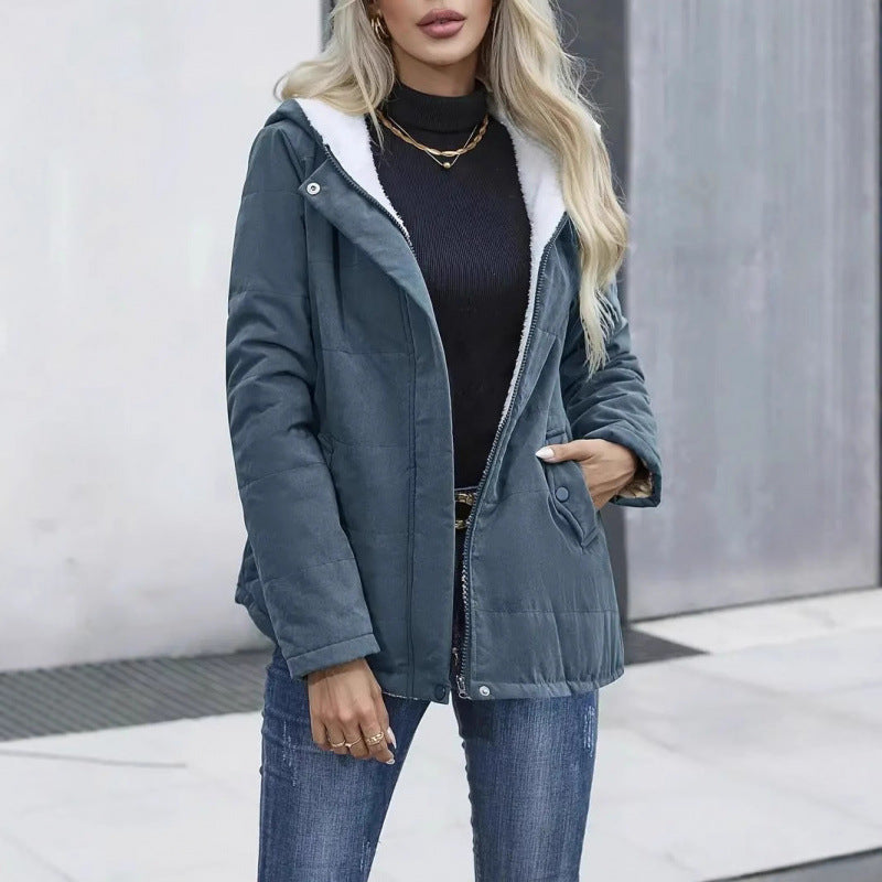 Everyday Fleece-Lined Hooded Jacket — Denim Blue