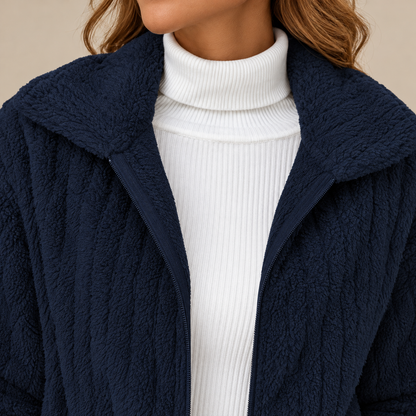 Close-up presentation of the jacket's visible texture and construction