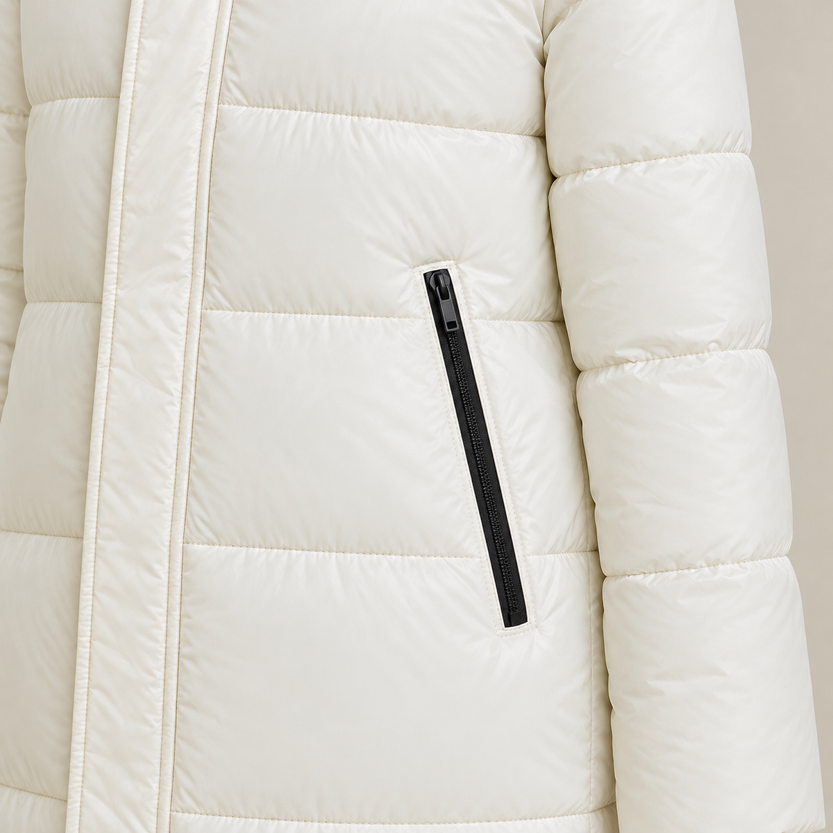 Close-up presentation of the jacket's visible texture and construction